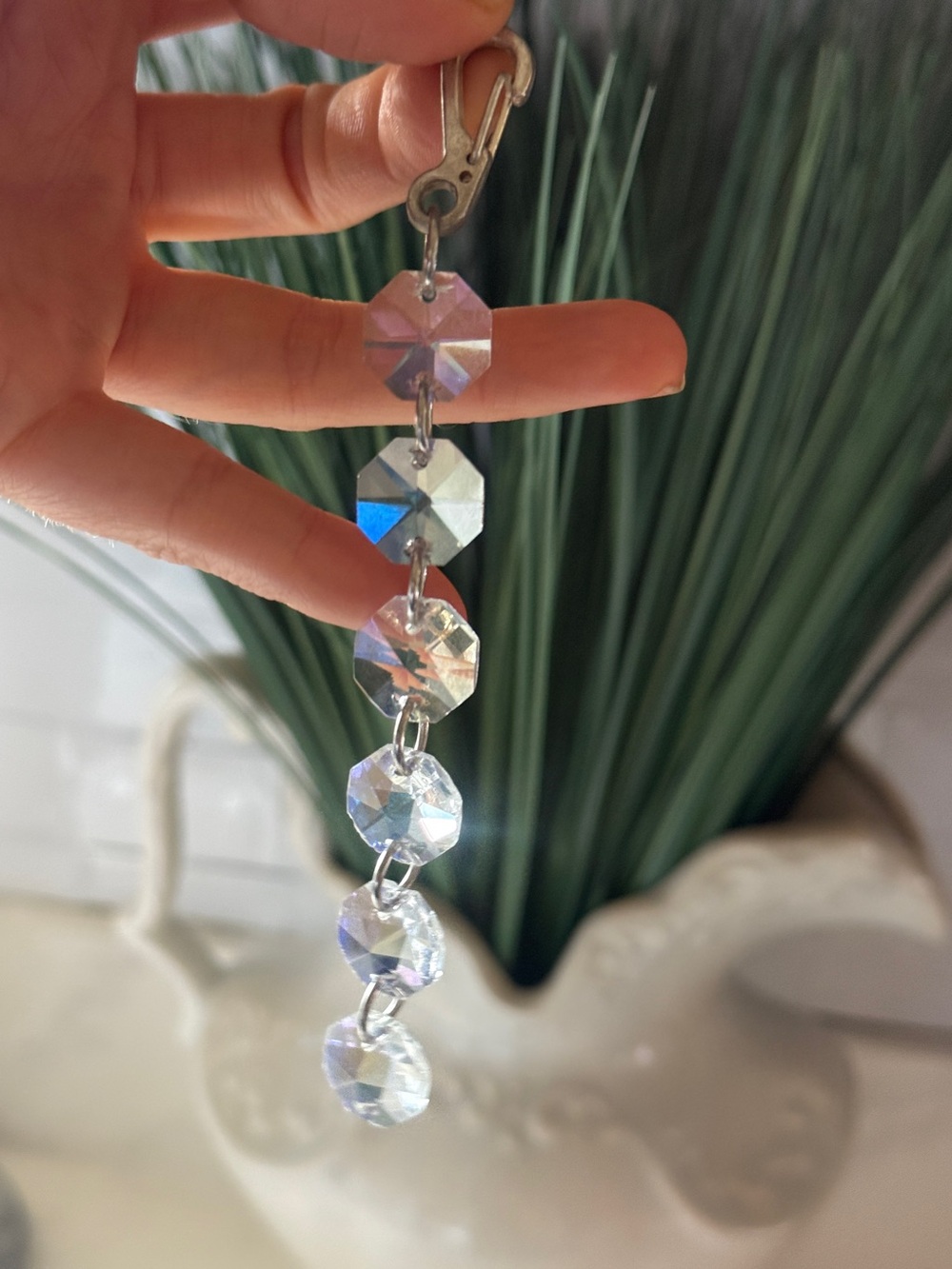 Handmade sun catcher prisms Crystal Drop Dangle Keychain purse charm Iridescent